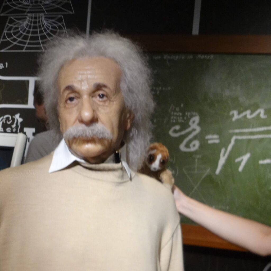 Einstein wax figure with Cepat